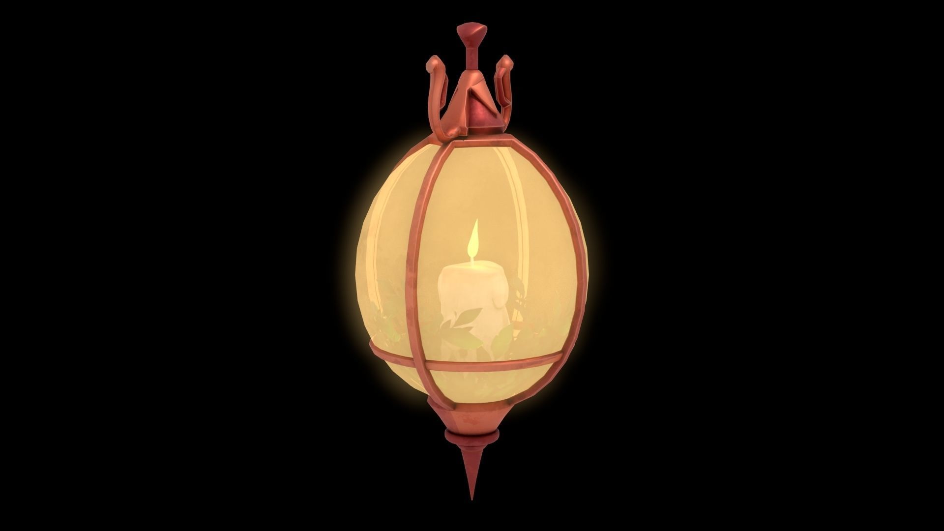 Stylized Fantasy Floating Lamp for Halloween Low-poly 3D model_9