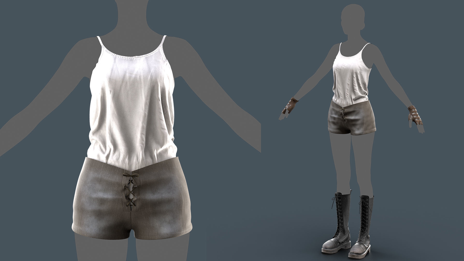 Women Outfit Apocalypse - obj - fbx Low-poly 3D model_3