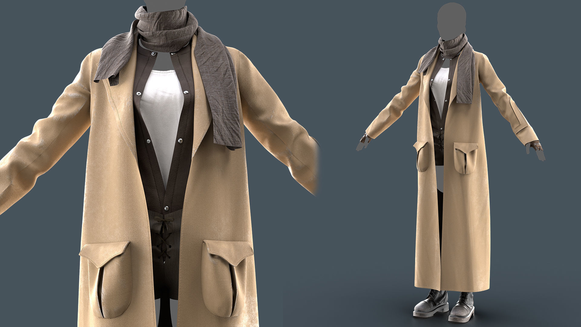 Women Outfit Apocalypse - obj - fbx Low-poly 3D model_1
