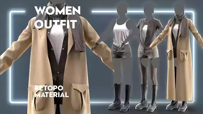 Women Outfit Apocalypse - obj - fbx Low-poly 3D model
