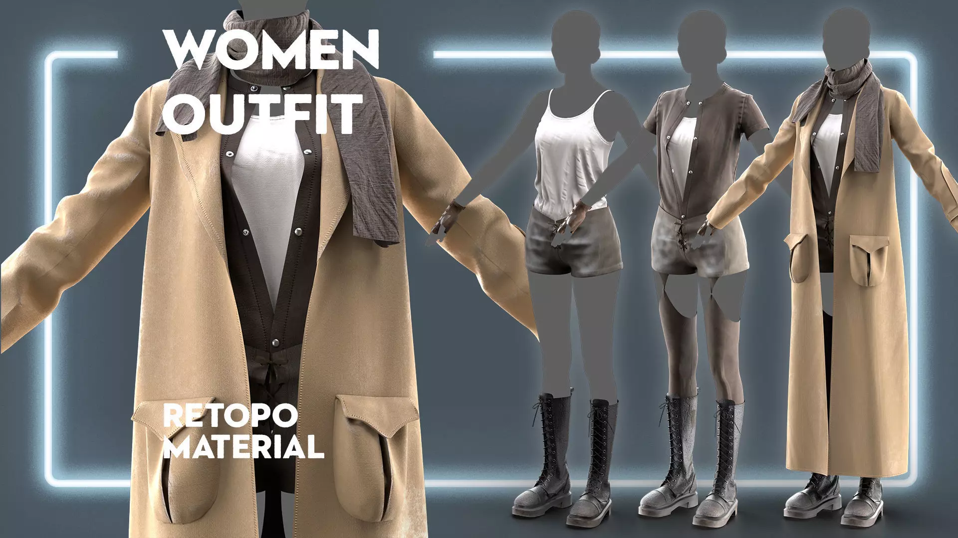 Women Outfit Apocalypse - obj - fbx Low-poly 3D model_0