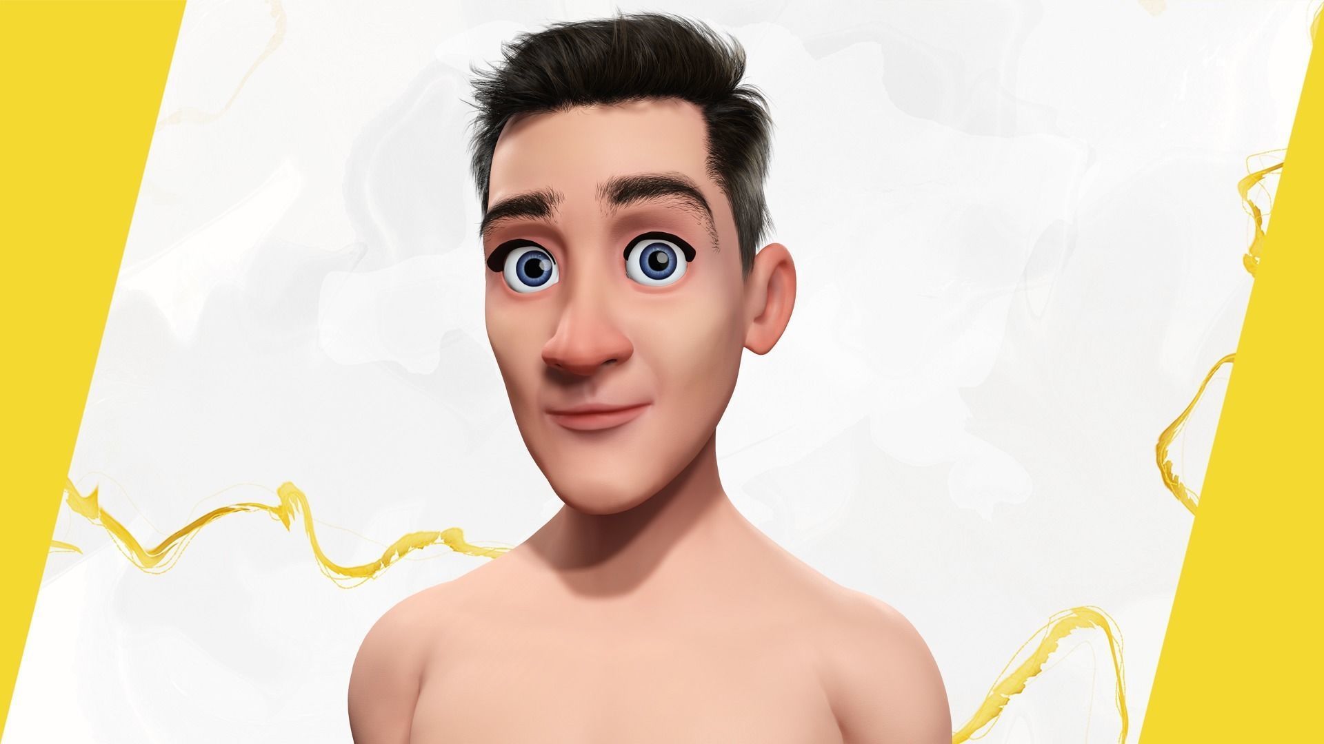 Base mesh Young Male Low-poly 3D model_7