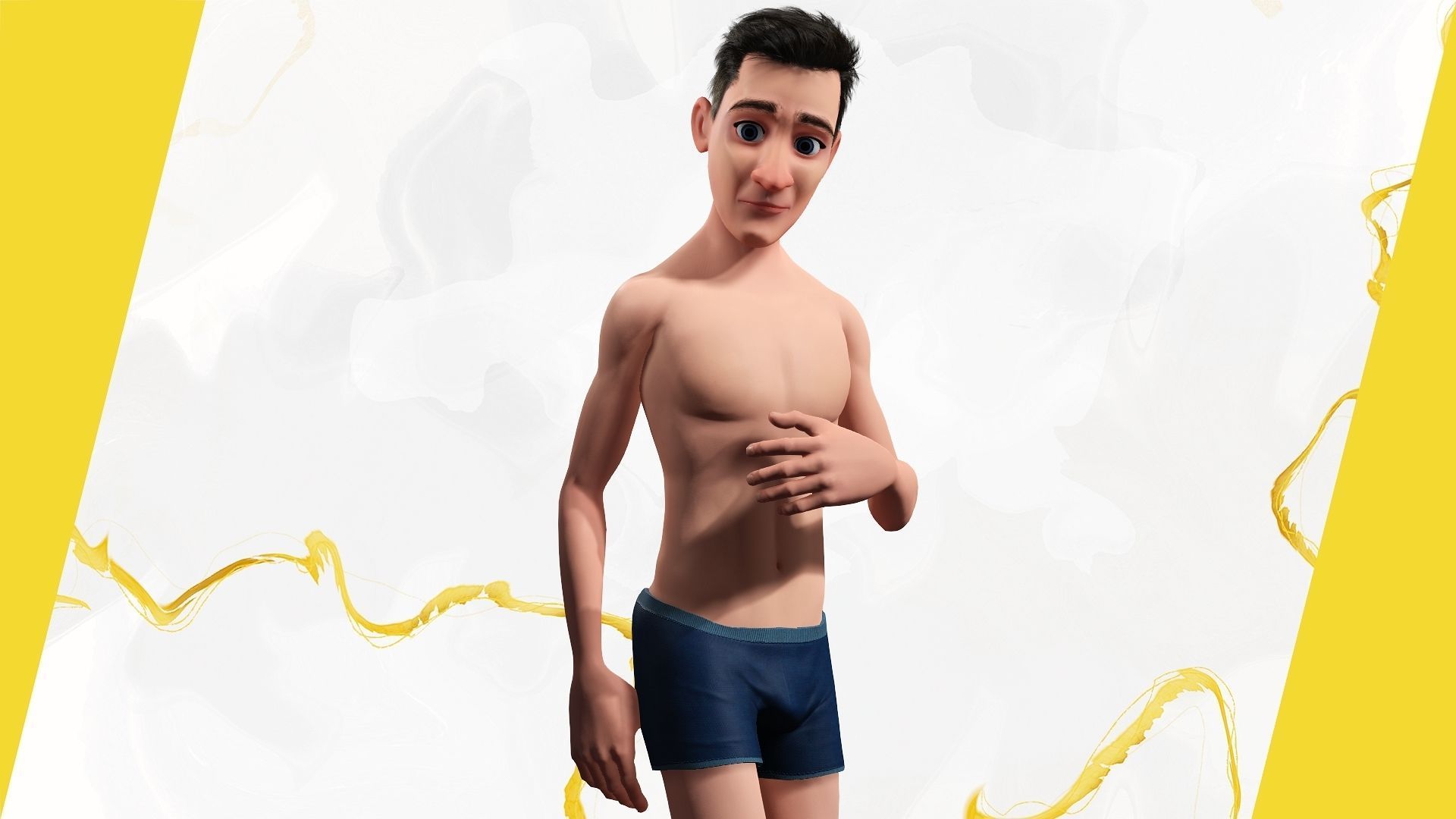 Base mesh Young Male Low-poly 3D model_2