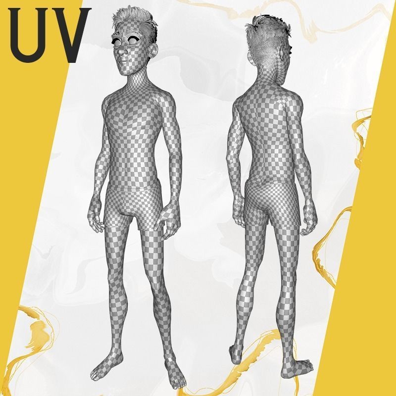 Base mesh Young Male Low-poly 3D model_32