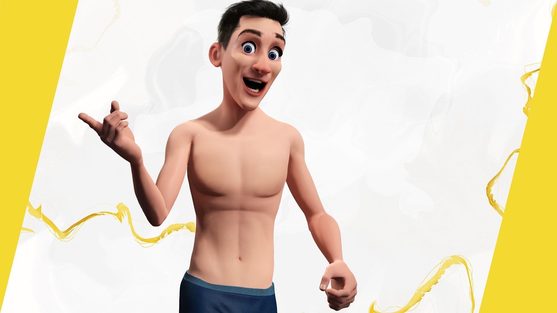 Base mesh Young Male Low-poly 3D model_9