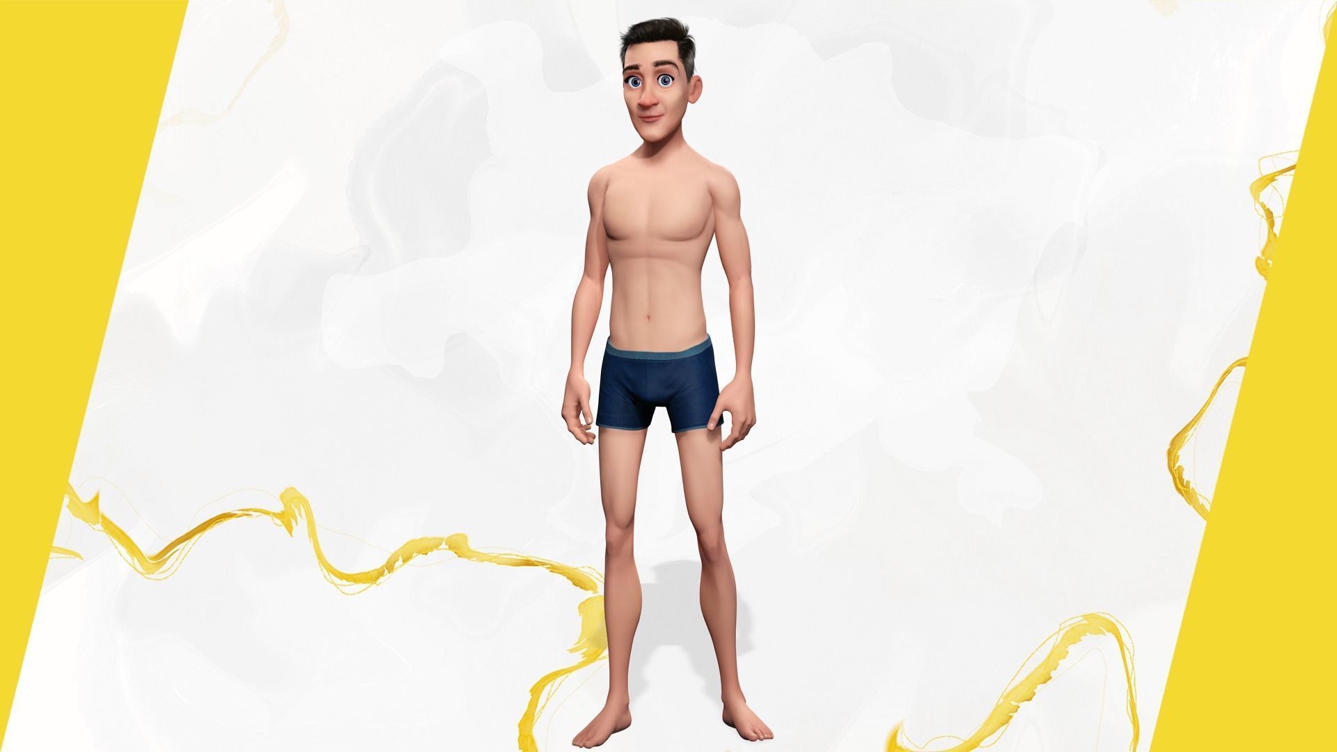 Base mesh Young Male Low-poly 3D model_1