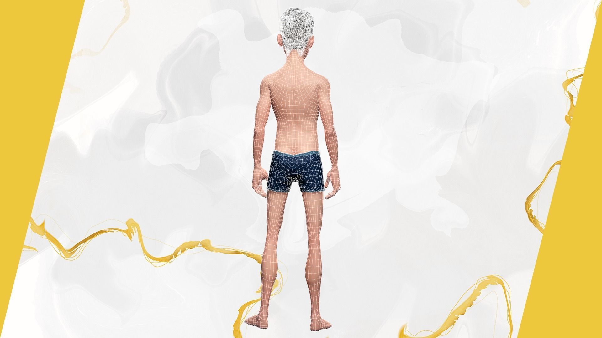 Base mesh Young Male Low-poly 3D model_36