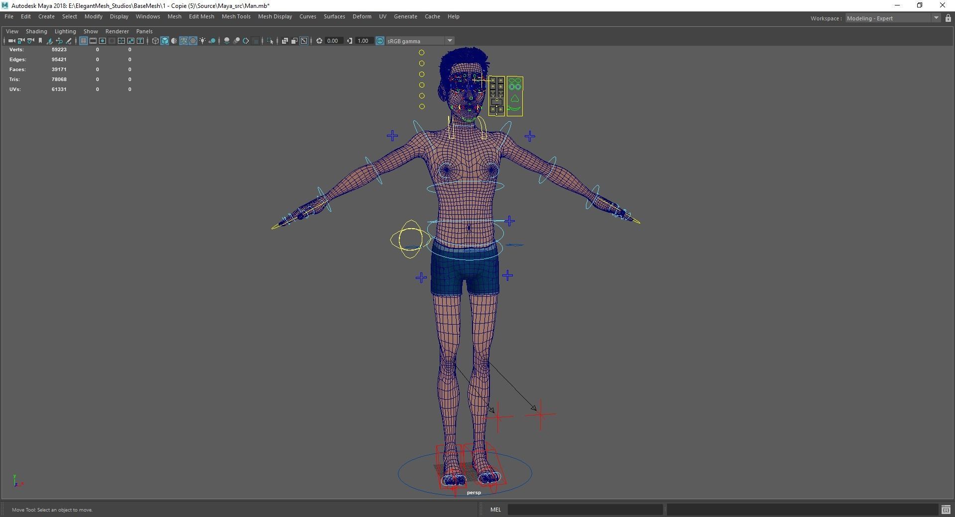 Base mesh Young Male Low-poly 3D model_21