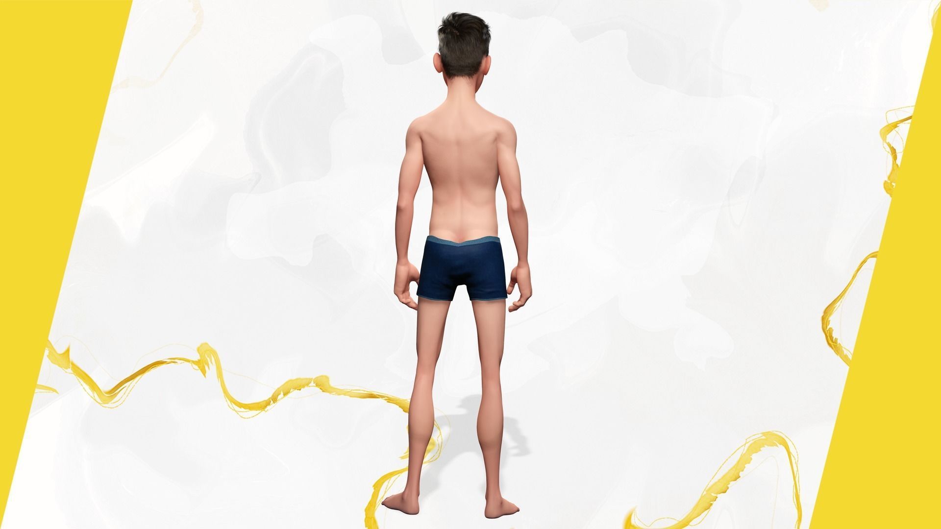 Base mesh Young Male Low-poly 3D model_8