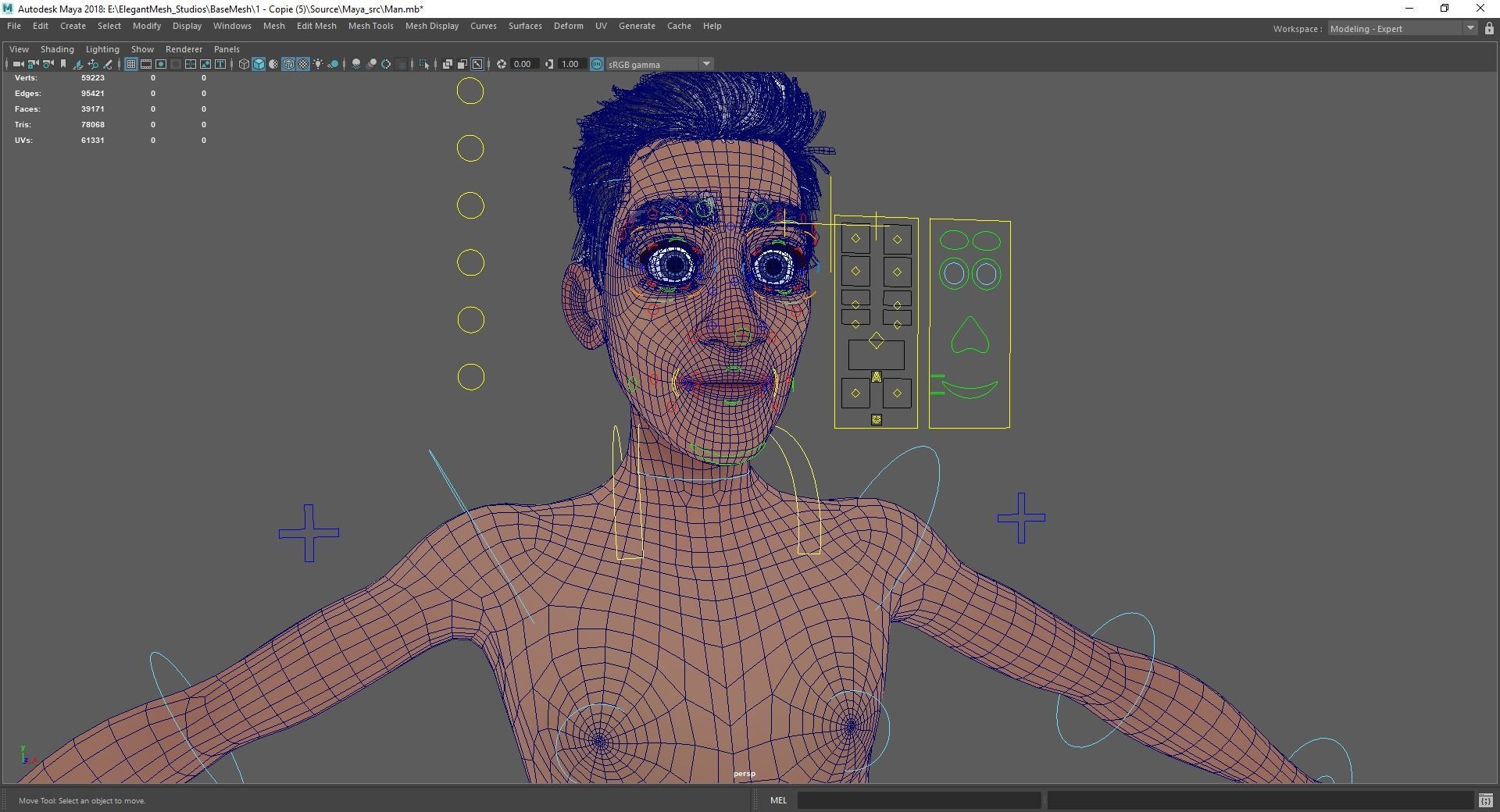 Base mesh Young Male Low-poly 3D model_20