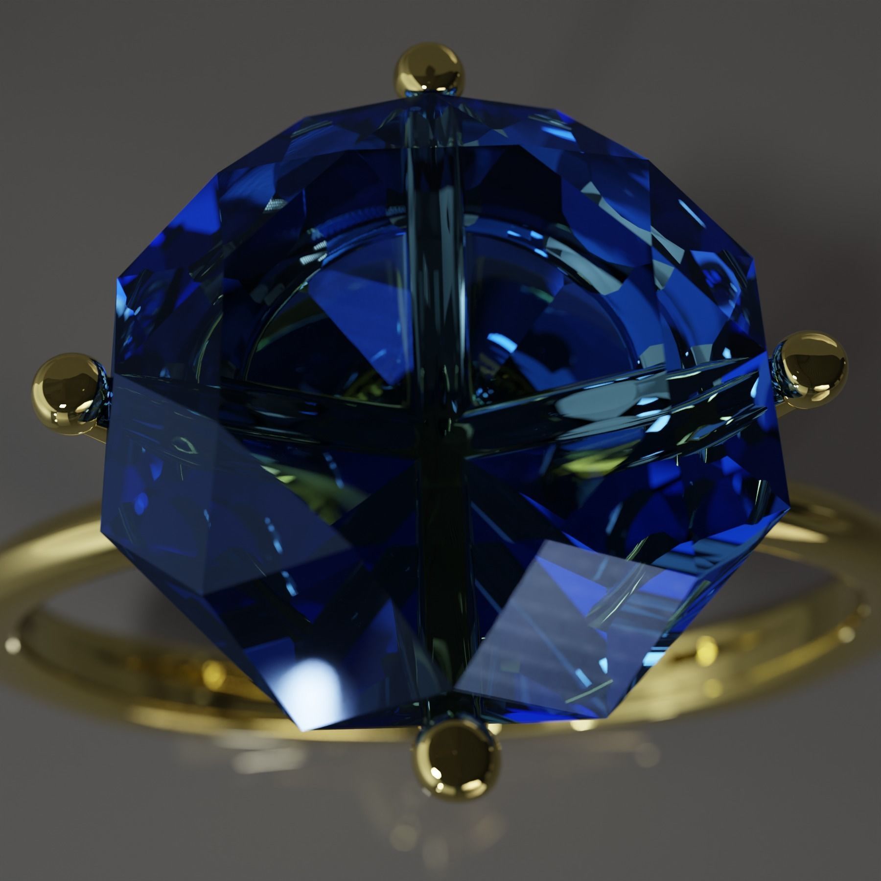 Ring with a diamond ready for 3d printing or other use Free low-poly 3D model_2