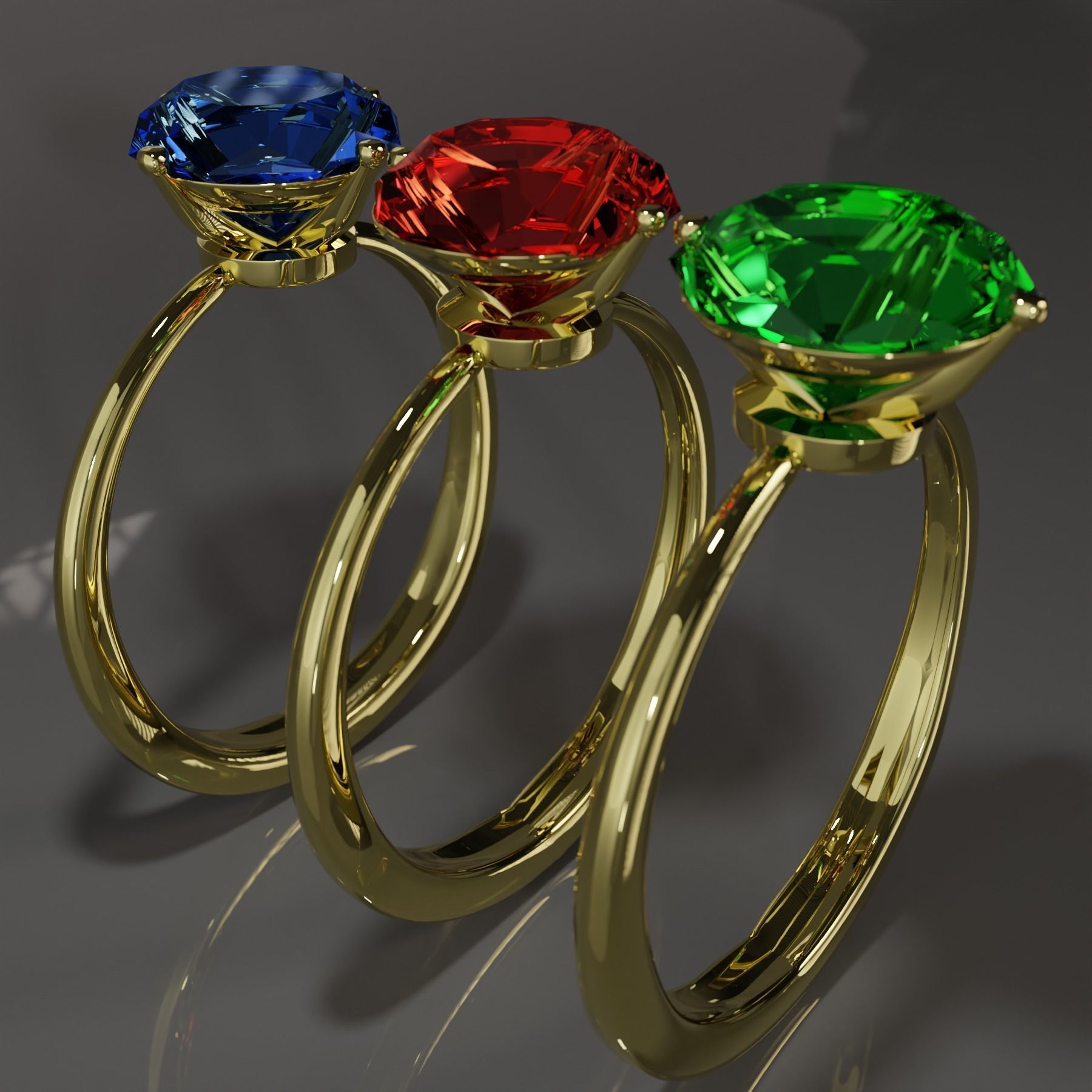 Ring with a diamond ready for 3d printing or other use Free low-poly 3D model_3