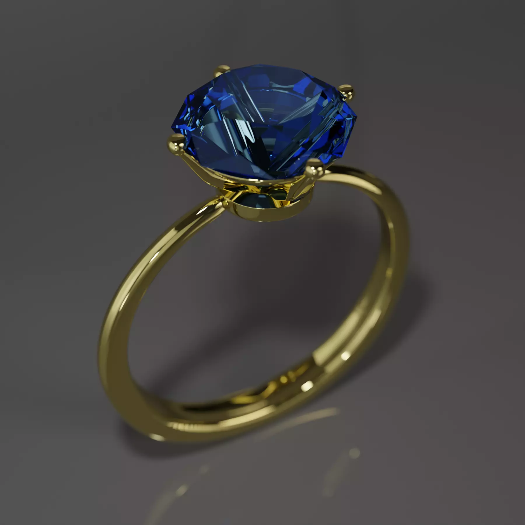 Ring with a diamond ready for 3d printing or other use Free low-poly 3D model_0