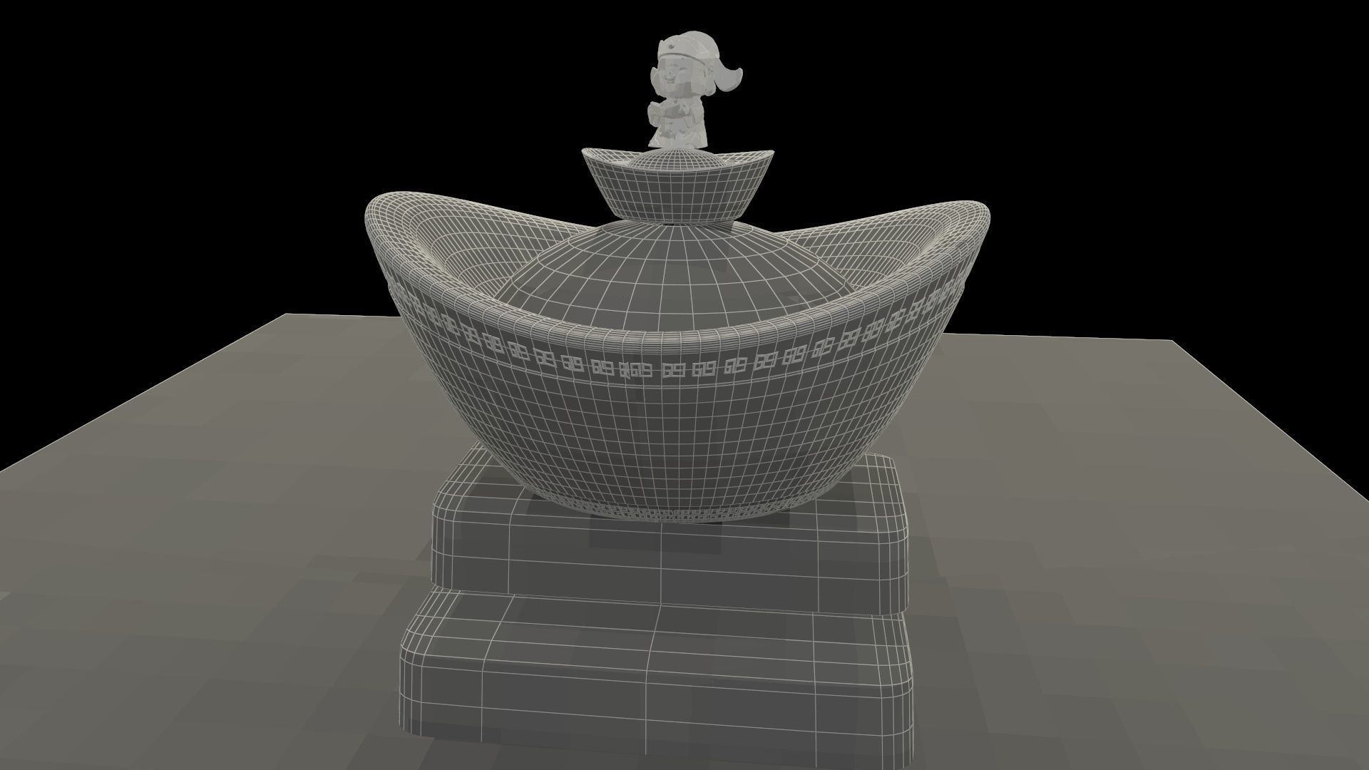 Chinese gold ingot 3D model_6