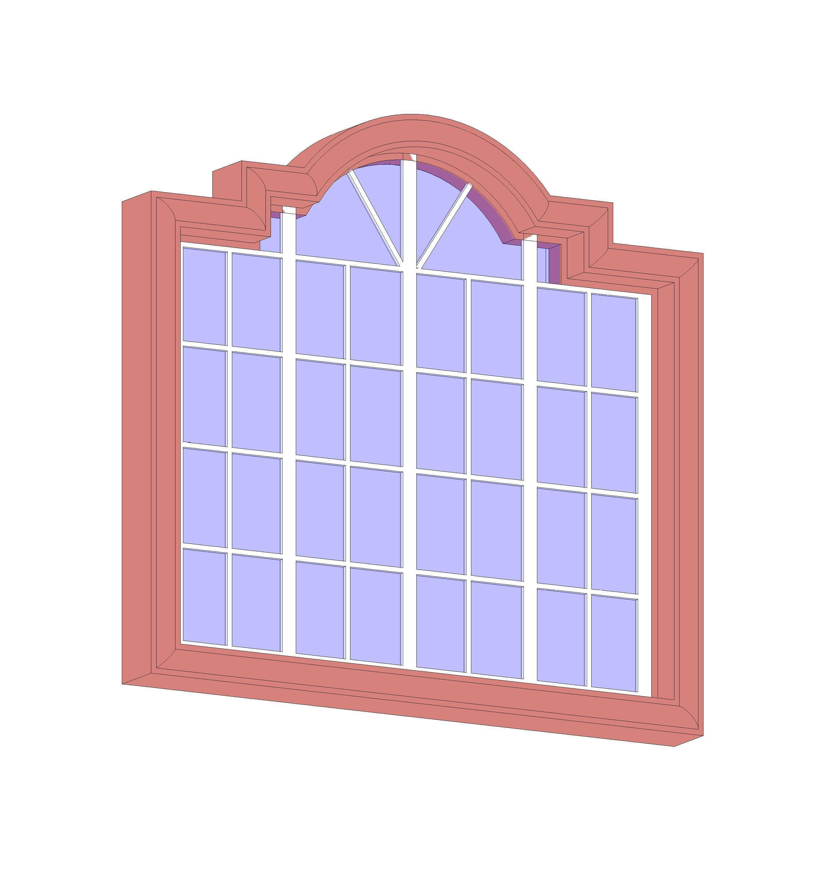 Colonial style casement window 3D model_2
