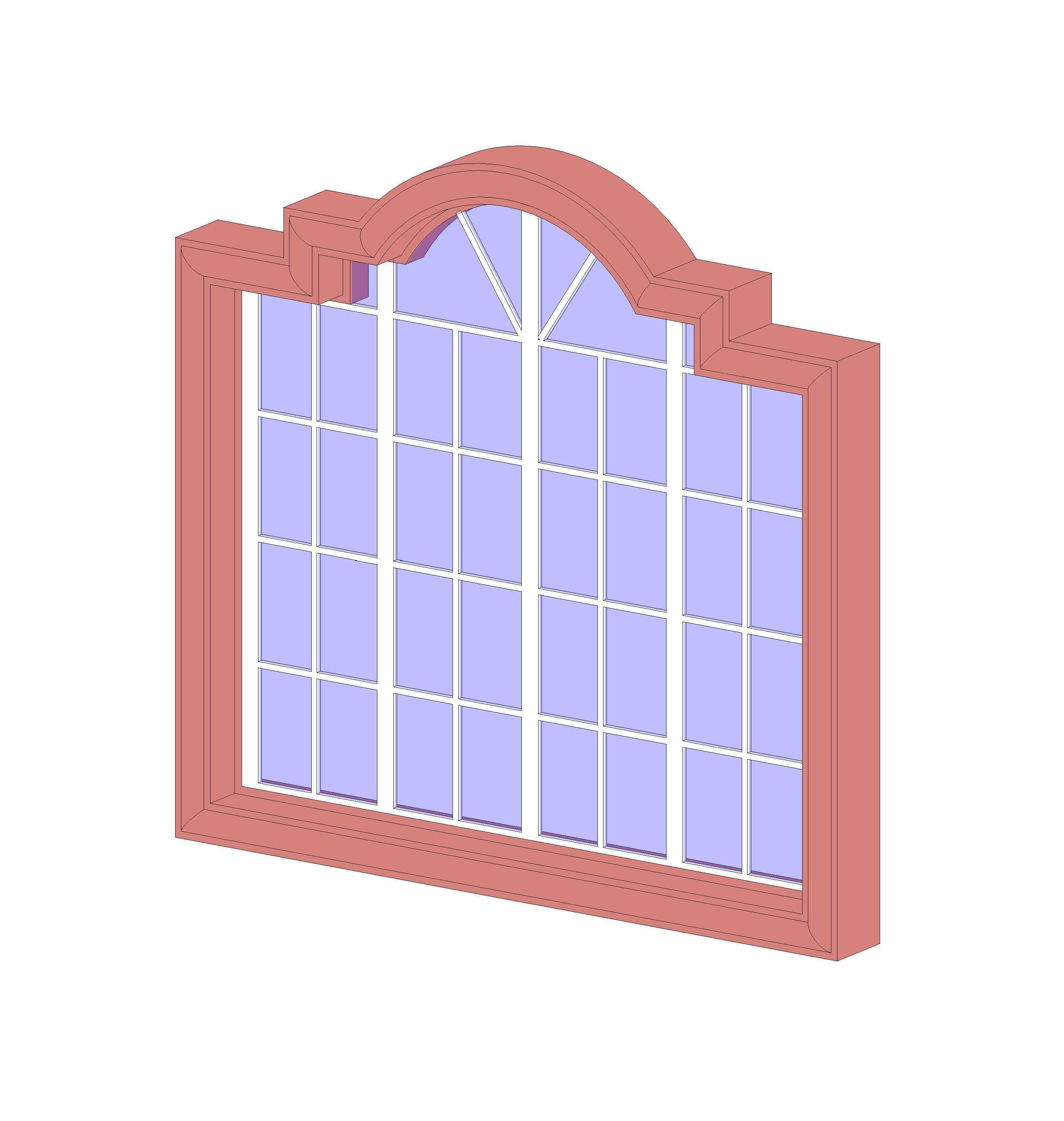 Colonial style casement window 3D model_1