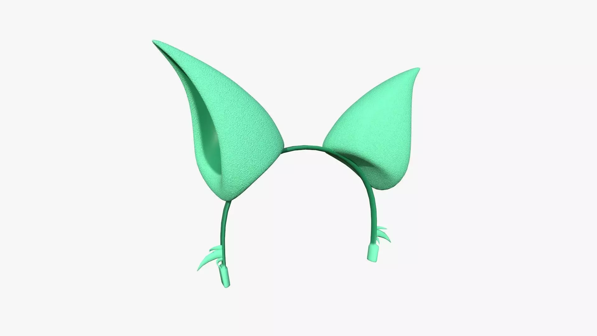 Furry Ears Tiara F07 Green - Headband Character Design Low-poly 3D model_0