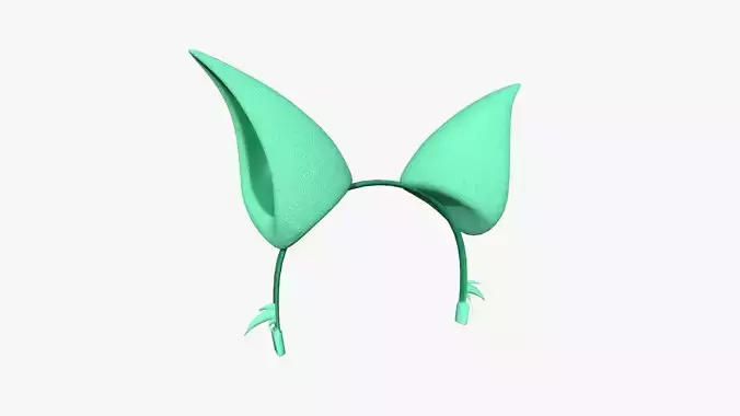 Furry Ears Tiara F07 Green - Headband Character Design Low-poly 3D model