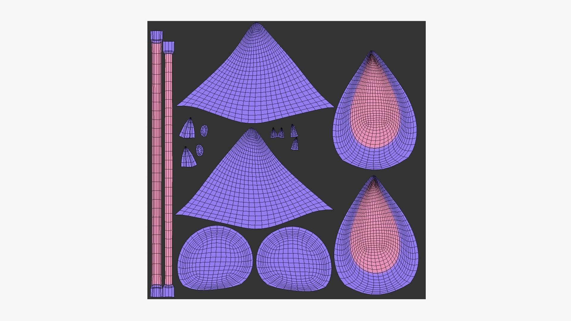 Furry Ears Tiara F08 Purple - Headband Character Design Low-poly 3D model_5