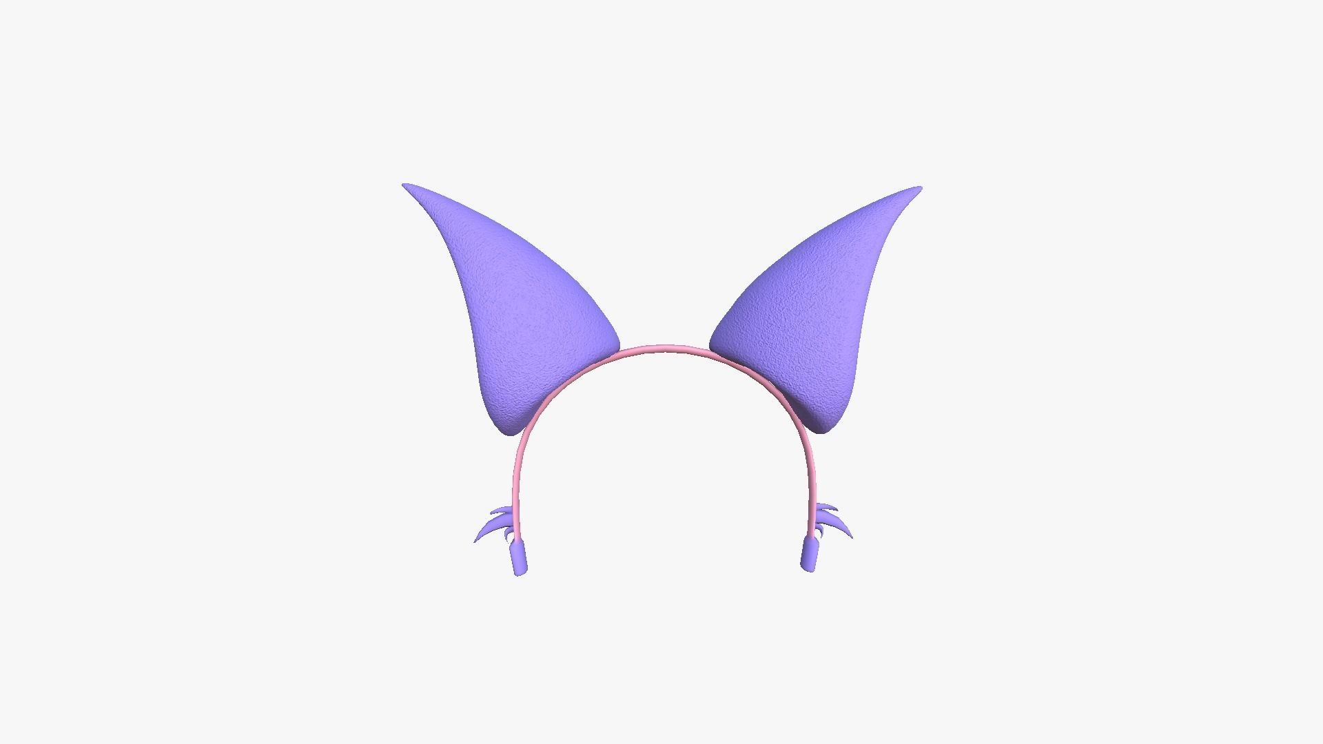 Furry Ears Tiara F08 Purple - Headband Character Design Low-poly 3D model_1