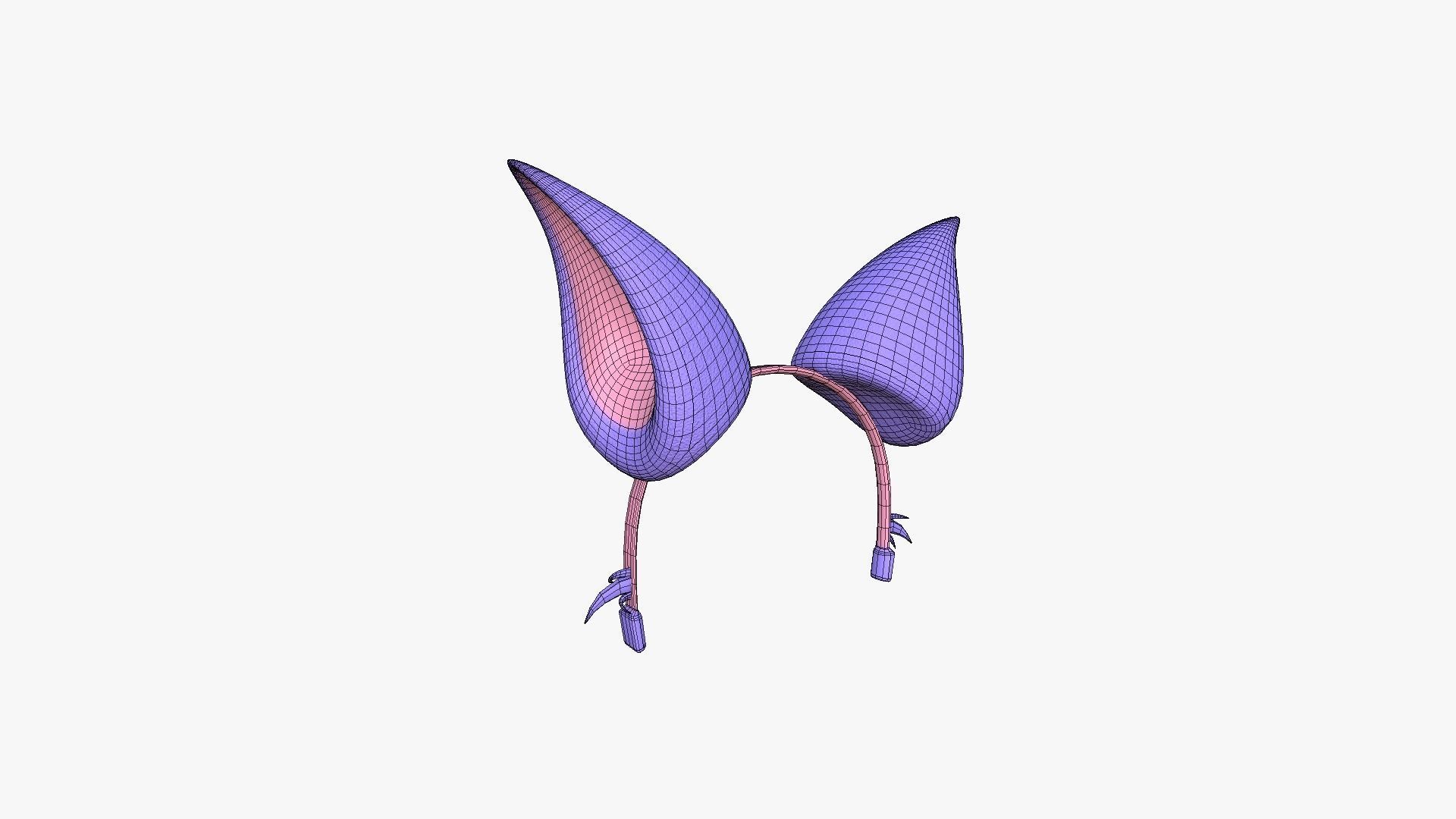 Furry Ears Tiara F08 Purple - Headband Character Design Low-poly 3D model_6