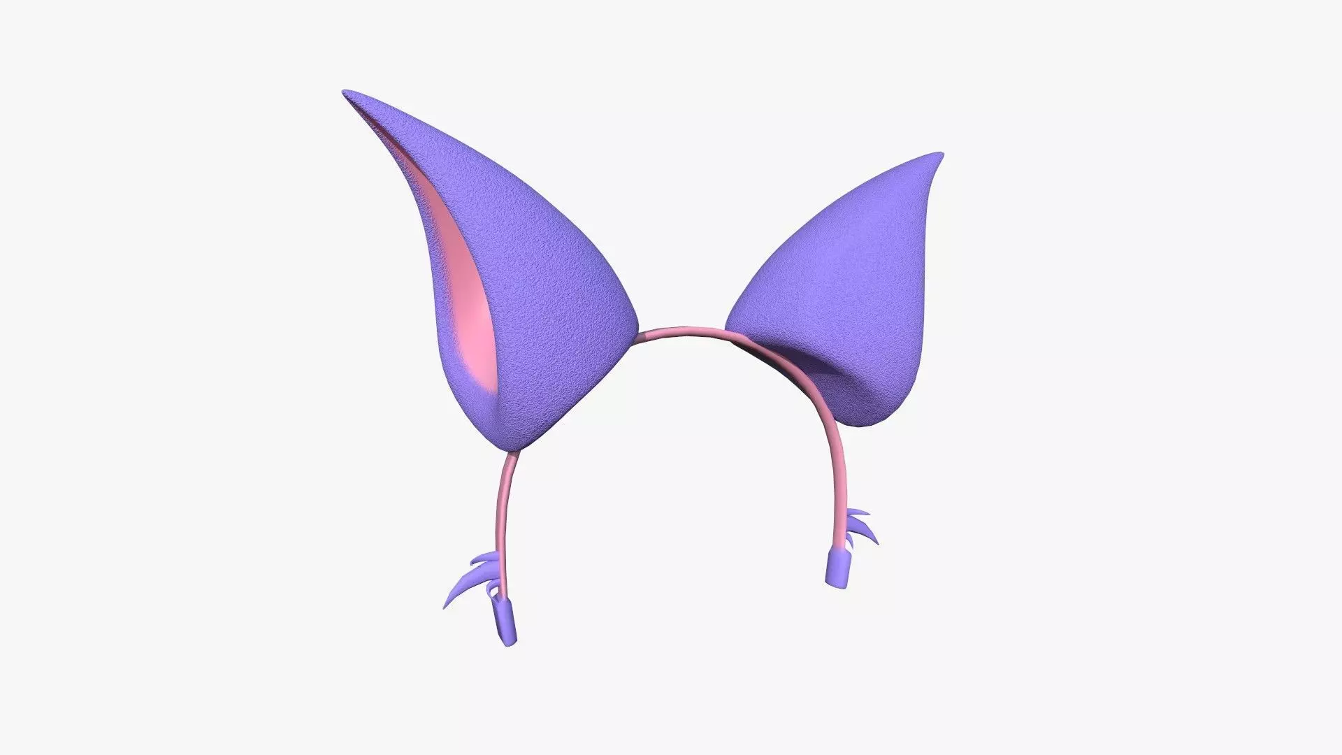 Furry Ears Tiara F08 Purple - Headband Character Design Low-poly 3D model_0