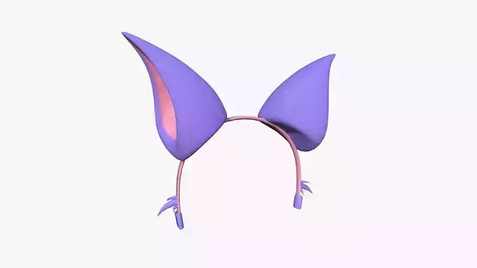 Furry Ears Tiara F08 Purple - Headband Character Design Low-poly 3D model
