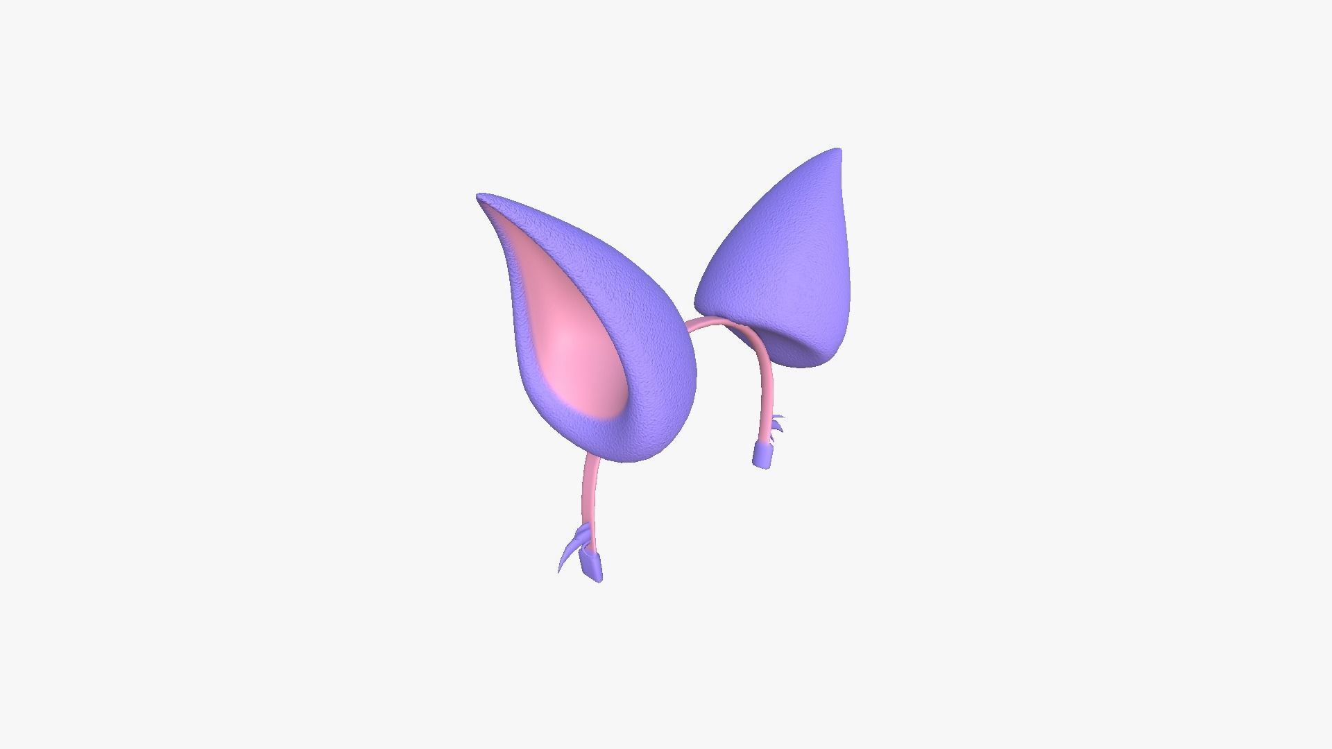 Furry Ears Tiara F08 Purple - Headband Character Design Low-poly 3D model_2