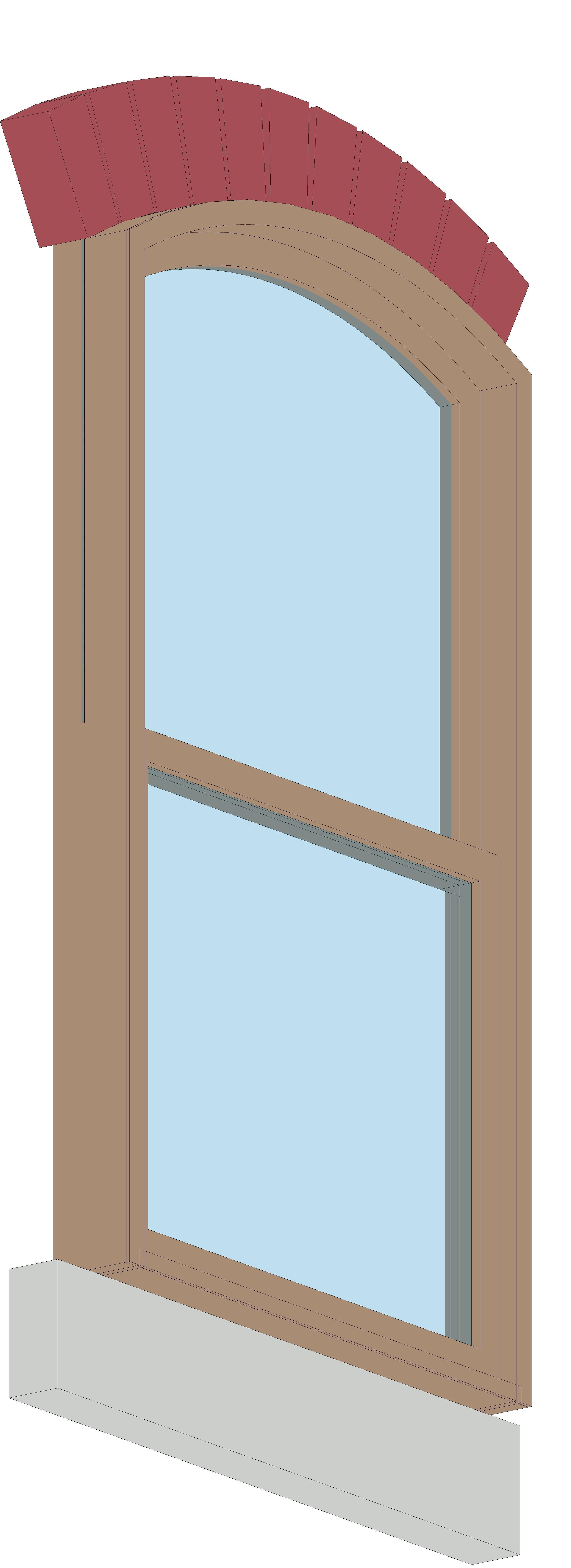 Brick header window 3D model_3