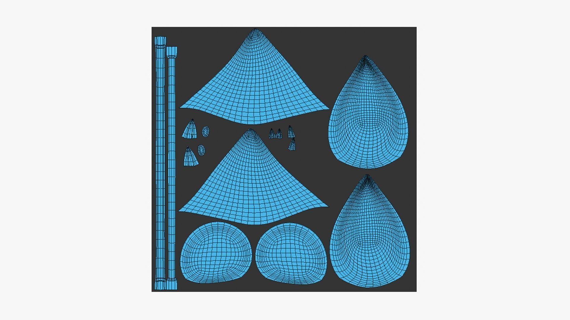 Furry Ears Tiara F09 Full Black - Headband Character Design Low-poly 3D model_12