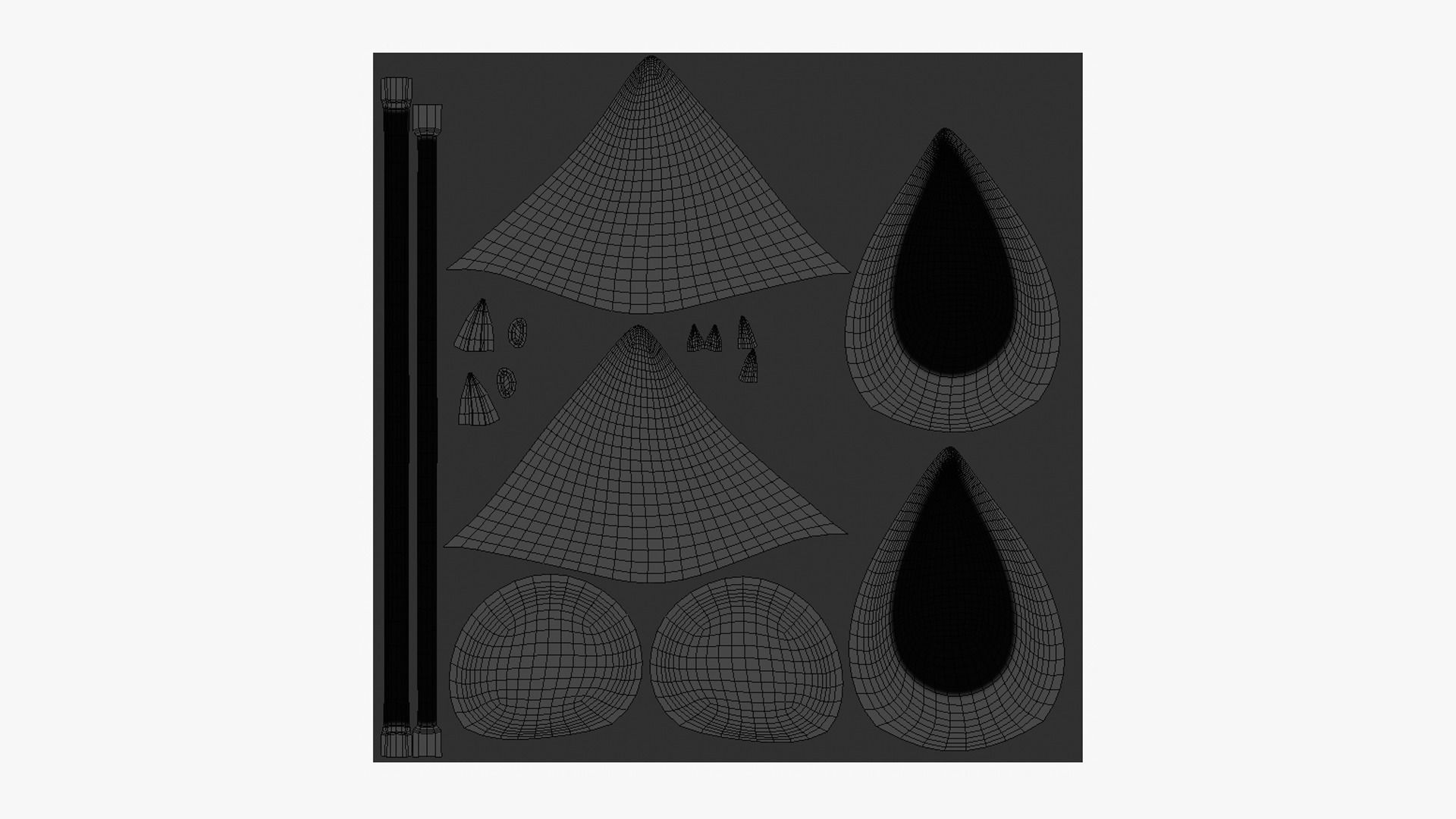 Furry Ears Tiara F09 Full Black - Headband Character Design Low-poly 3D model_5