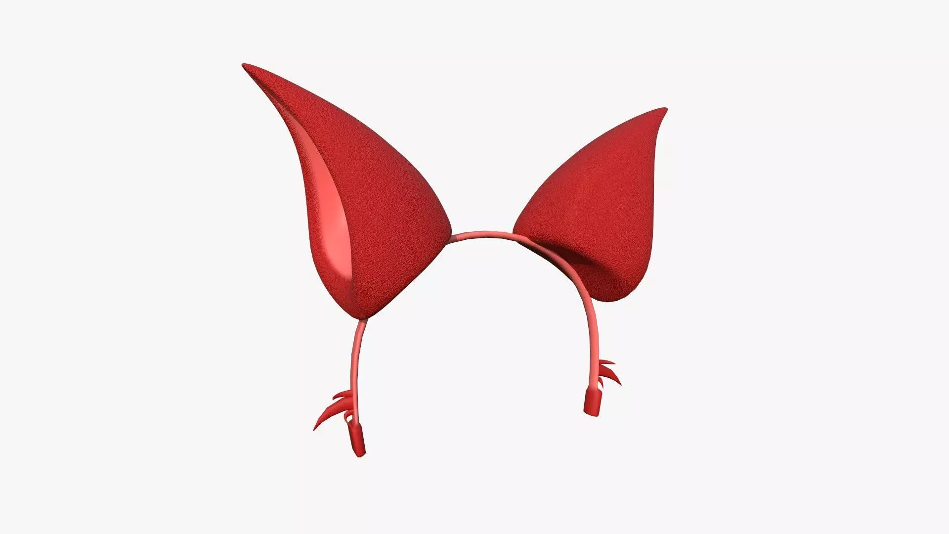 Furry Ears Tiara F10 Red - Headband Character Design Low-poly 3D model_0