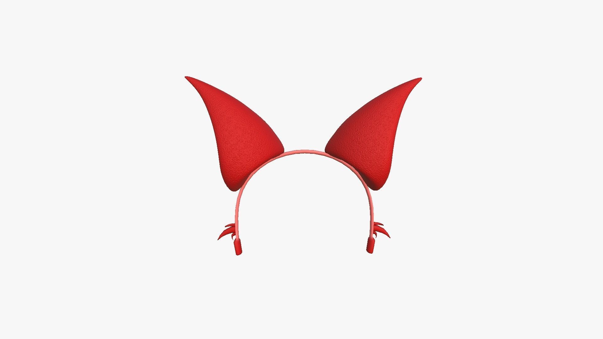 Furry Ears Tiara F10 Red - Headband Character Design Low-poly 3D model_1