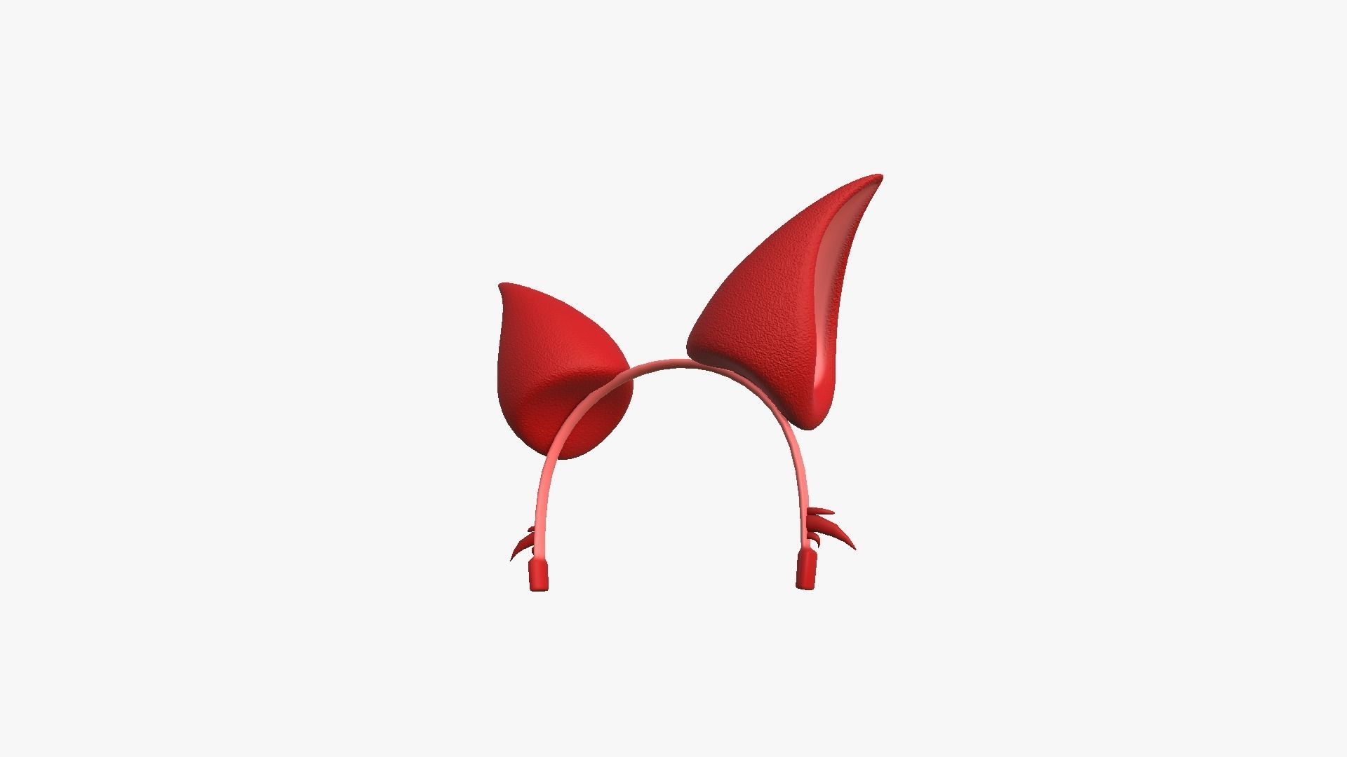 Furry Ears Tiara F10 Red - Headband Character Design Low-poly 3D model_4