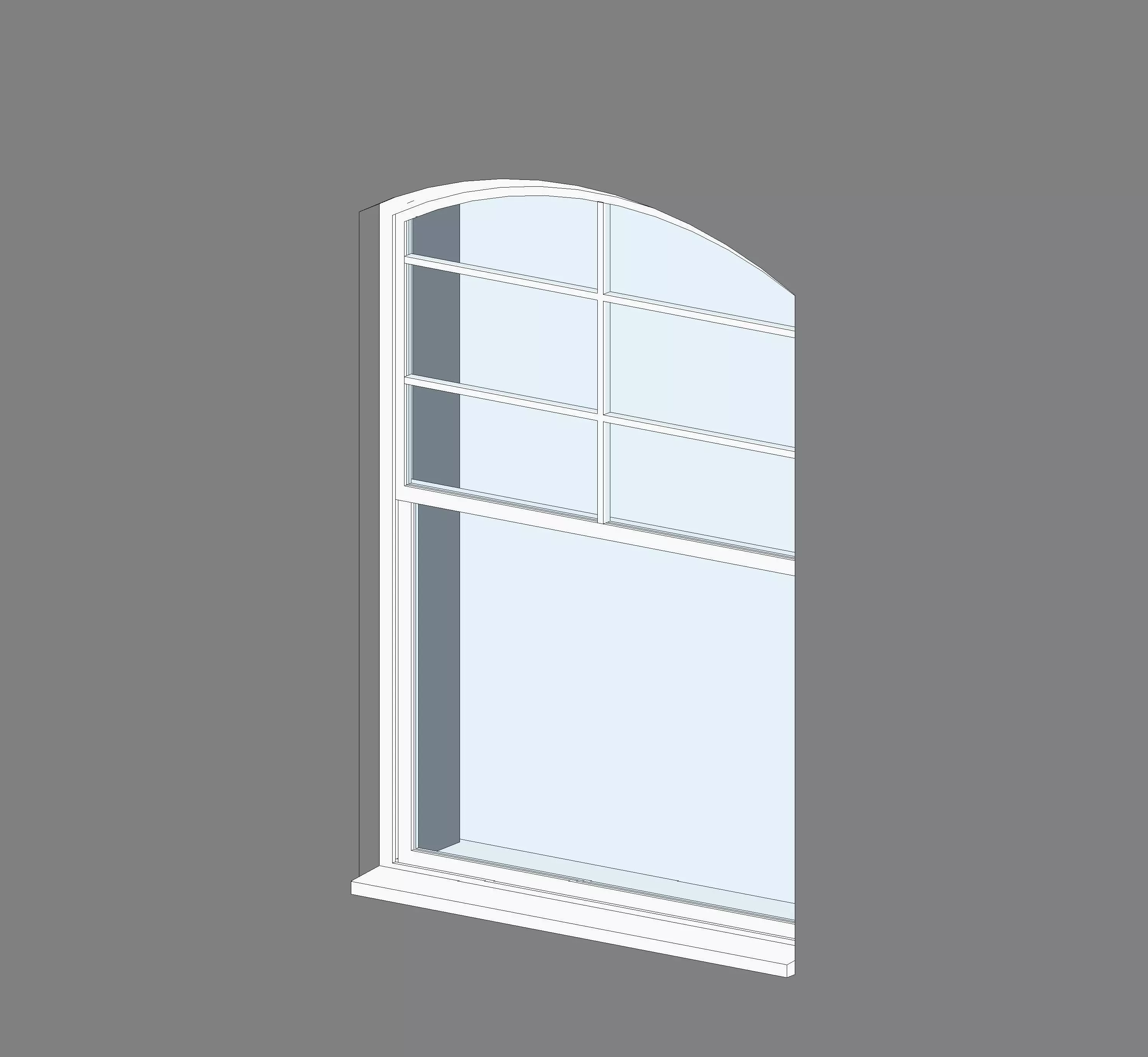 Curved Sash with glazing bars top amp bottom 3D model