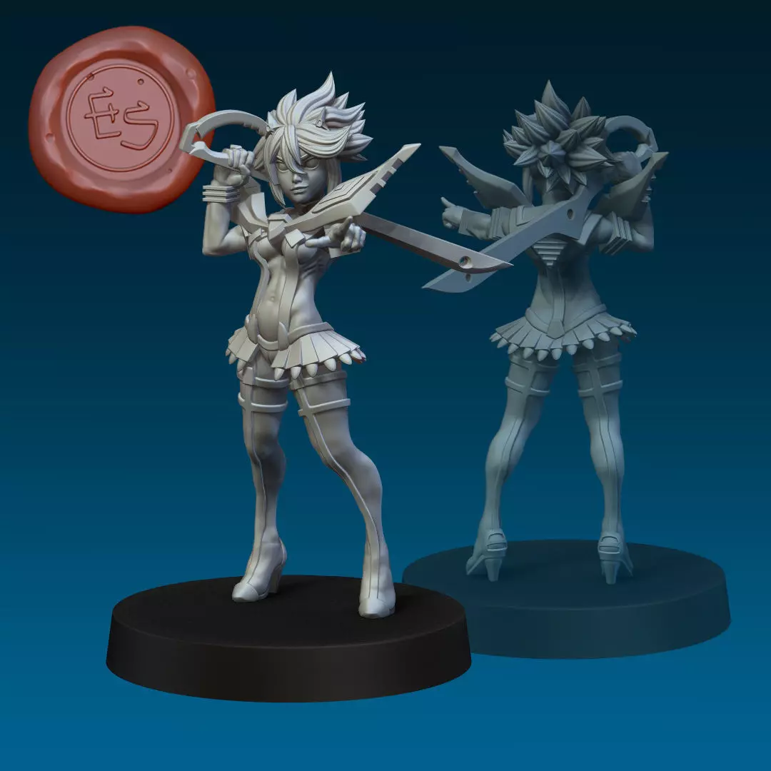 Ryuko Matoi - Kill la Kill - 32mm 3D Print Miniature 3D print model_0