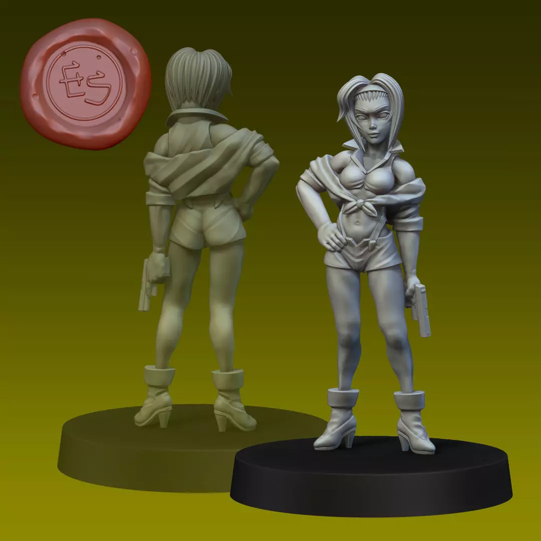 Feye Valentine - Cowboy Bebop - 32mm 3D Print Miniature 3D print model_0