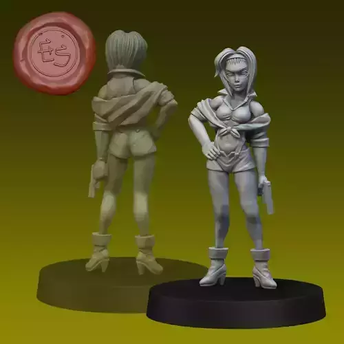 Feye Valentine - Cowboy Bebop - 32mm 3D Print Miniature