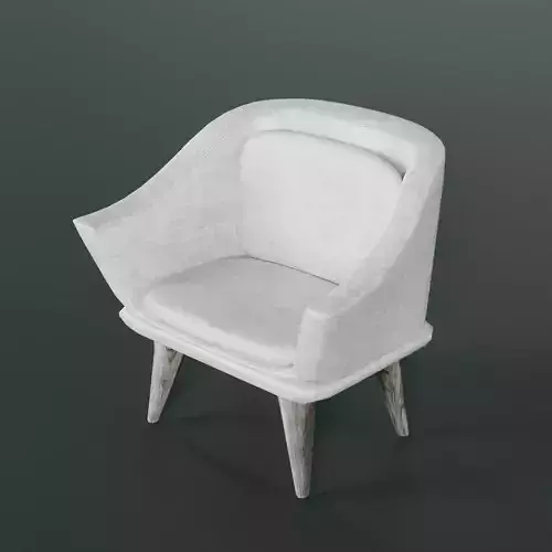 Comfy White Chair Game Ready Low Poly 3D
