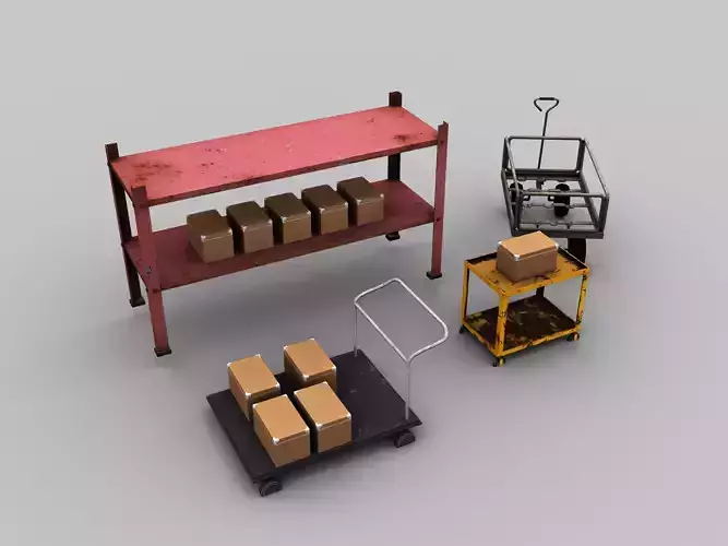 Trolley Cart Lowpoly Low-poly 3D model