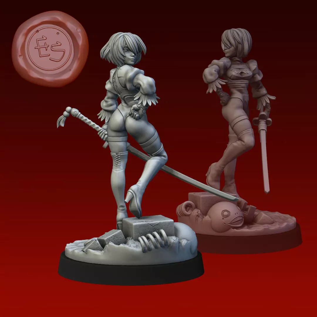 2B Pinup - Nier Automata - 32mm 3d Pirnt Miniature 3D print model