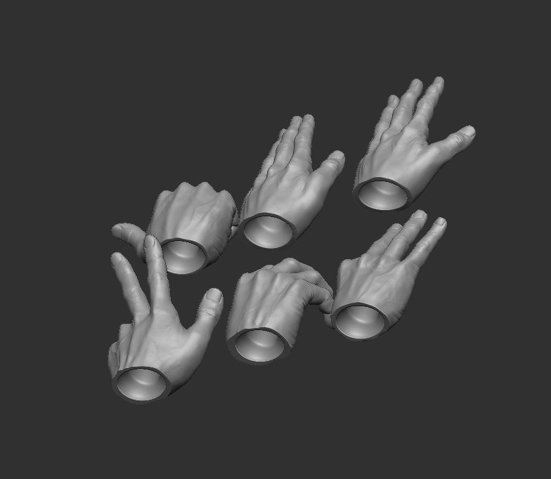Set 2 of naked hands - 6 naked hands for mcfarlane figures 3D print model_1
