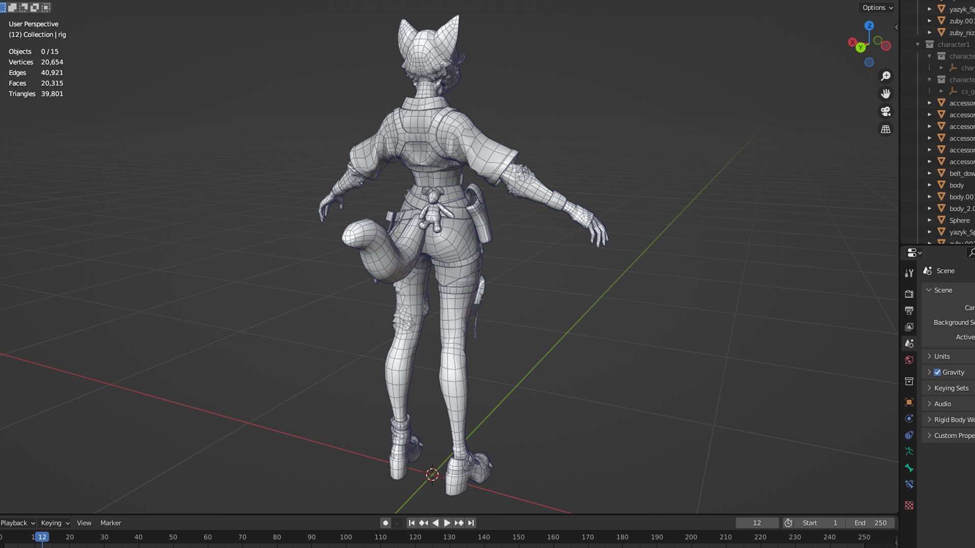 Cat girl Low-poly 3D model_12