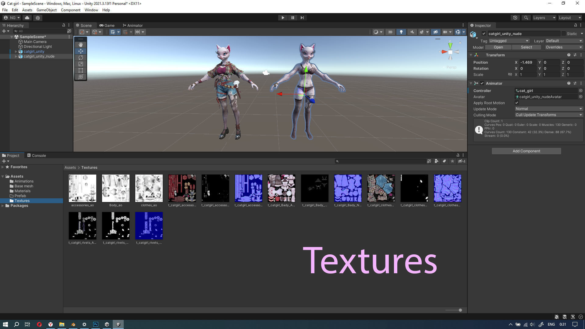 Cat girl Low-poly 3D model_36