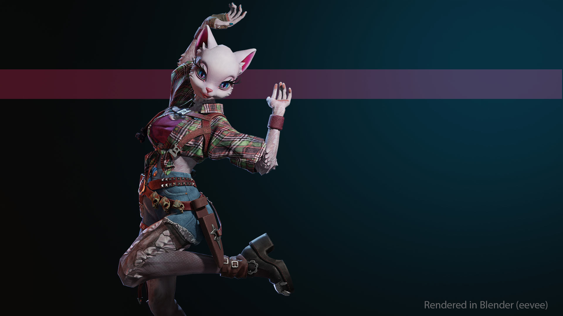 Cat girl Low-poly 3D model_4