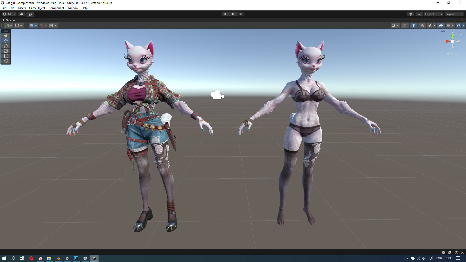 Cat girl Low-poly 3D model_32