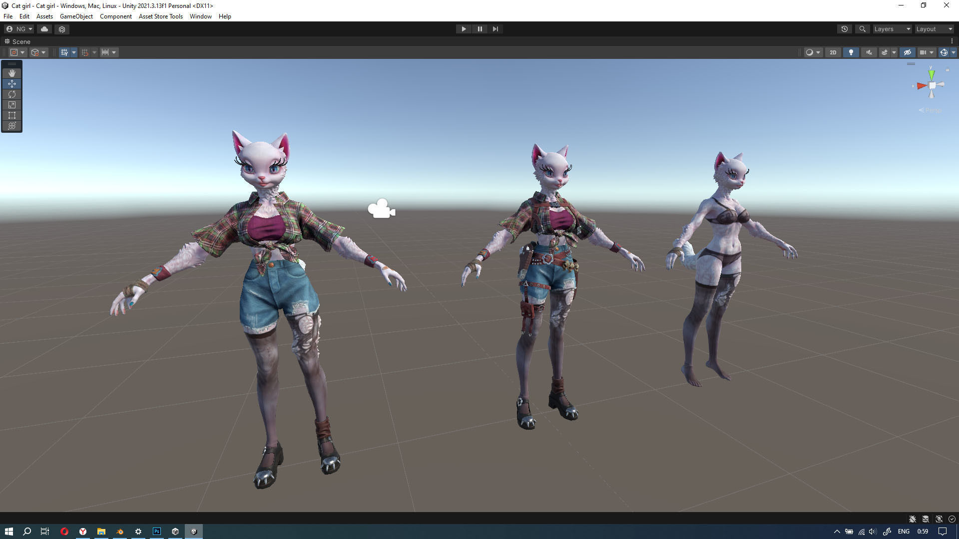 Cat girl Low-poly 3D model_31