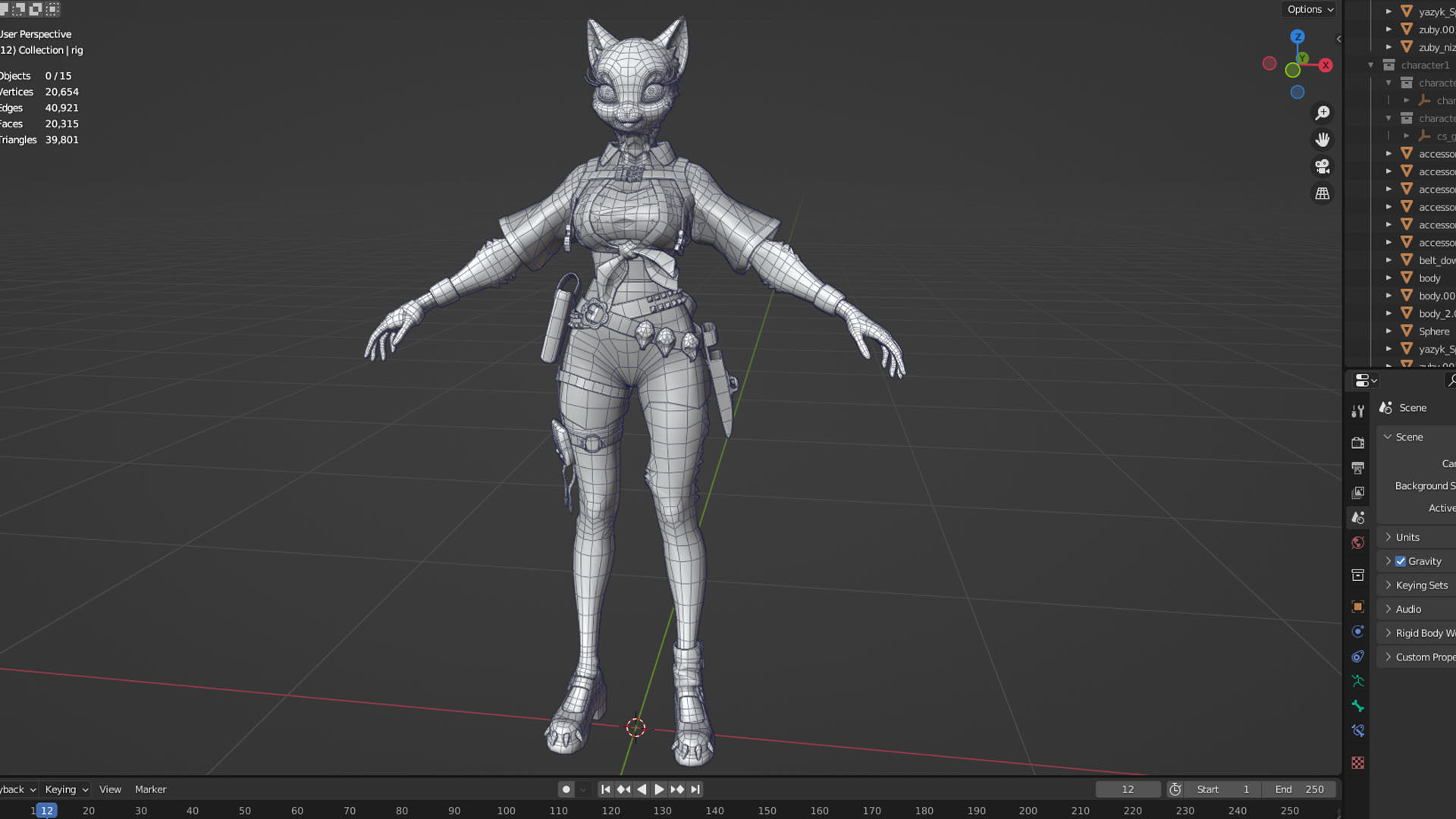 Cat girl Low-poly 3D model_11