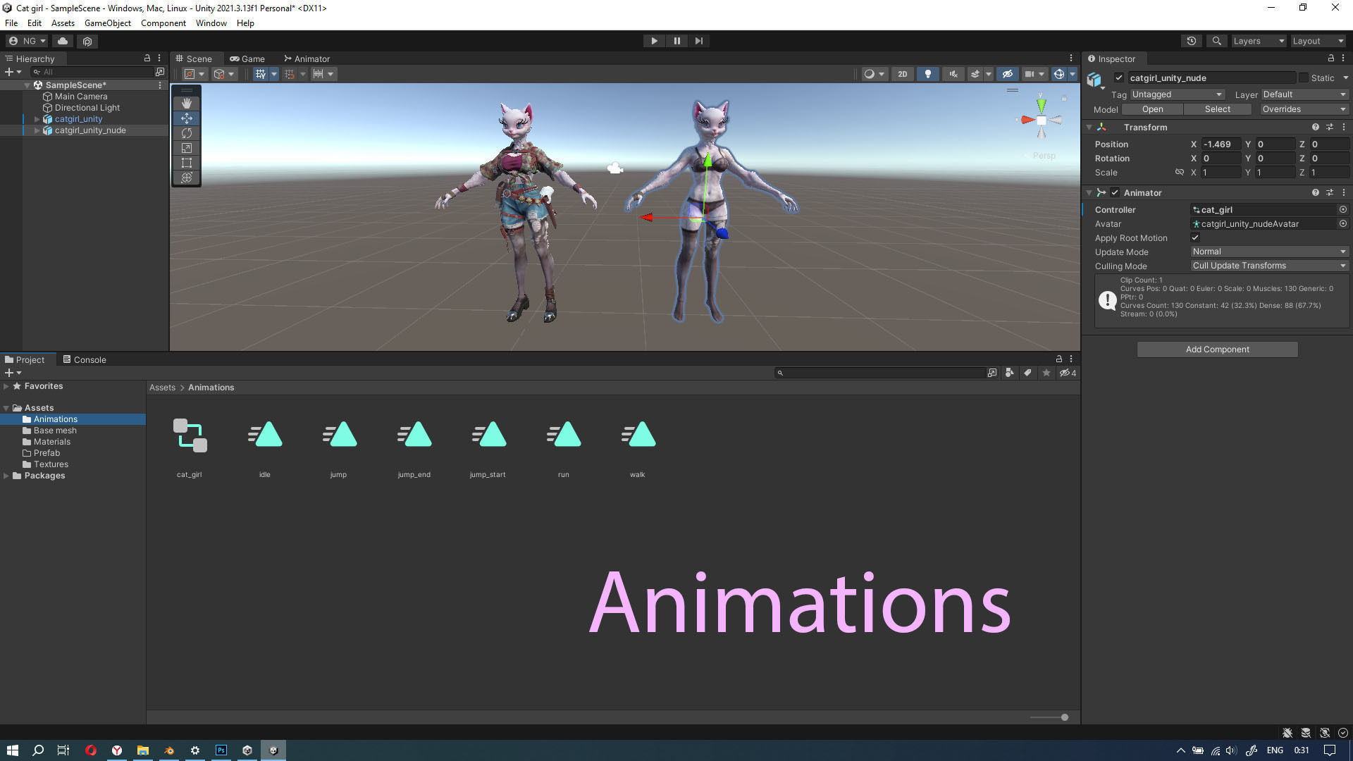 Cat girl Low-poly 3D model_34
