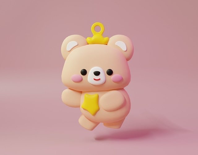 cute bear key chine 3D print model